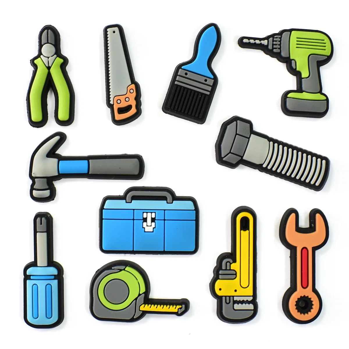 17/11PCS Tool Series Power Drill Toolbox Claw Hammer Shoe Charm Wholesale PVC Decor Buckle Detachable DIY Waterproof Xmas Gift