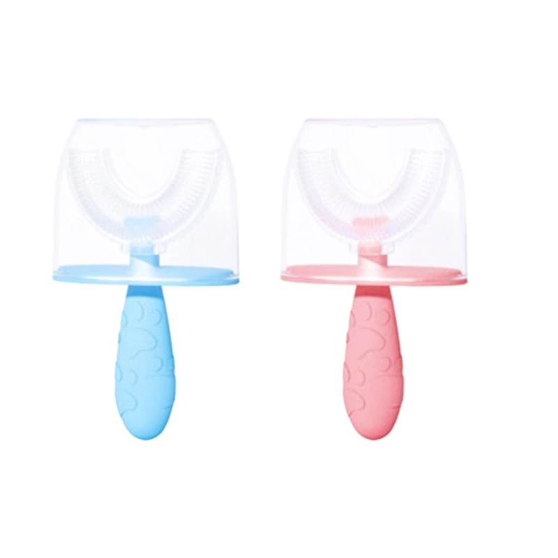 

J15U Силиконовая детская зубная щетка круглого дизайна для малышей 2-6 лет с мягкой щетиной, жевательный прорезыватель, забавные