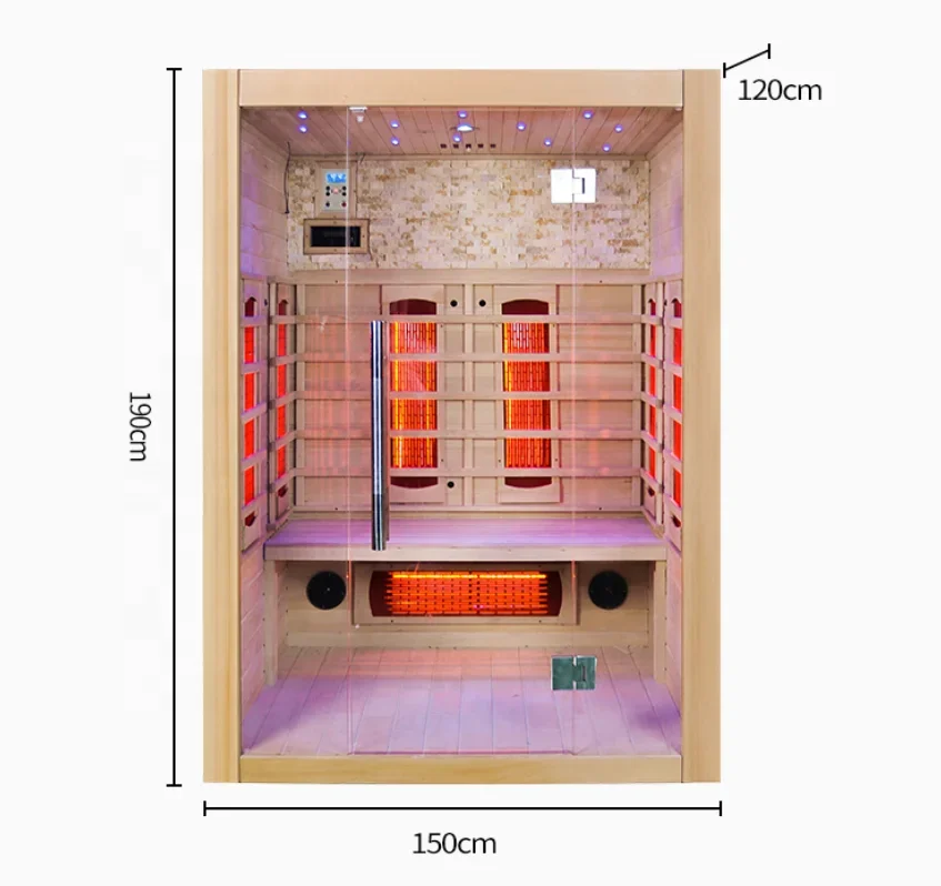 Canada Hemlock Wooden Indoor Full Spectrum Far Infrared Sauna Room With Light Therapy