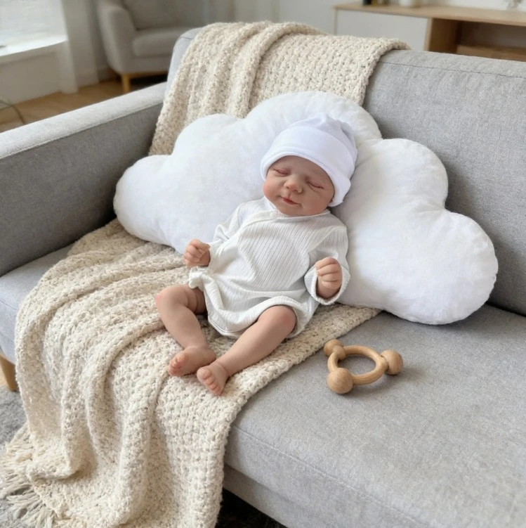 NPK 18인치 리본 파스칼 실물 같은 부드러운 촉감의 포근한 아기, 다층 페인팅 3D 피부에 눈에 띄는 정맥이 그려진 아기 선물