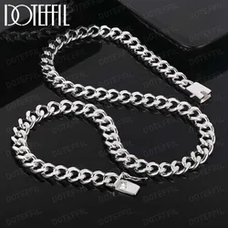 DOTEFFIL 925 Sterling Silver 10mm 20/22/24 inch Sideways chain Necklace For Men Fashion Party Domineering Jewelry