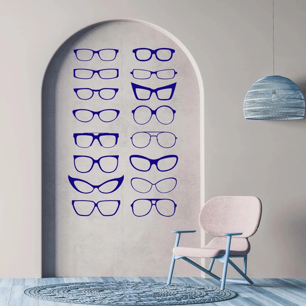 Optometry Wall Decor Optometrist Sign Eyeglasses Wall Decal Eyeglass Display Wall Sticker Window Decor Decals Removable S291