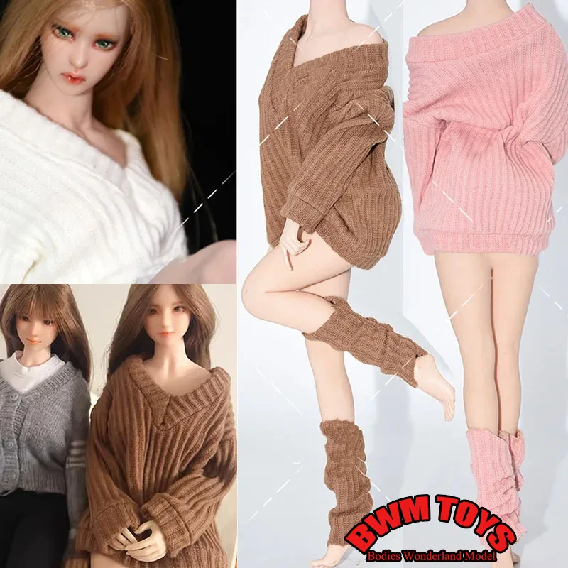 1/6 Scale Fashion Long Sleeves V Neck Leisure Slouchy Sweater Hoodies Sock Accessory Model for 12 inches Action Figure