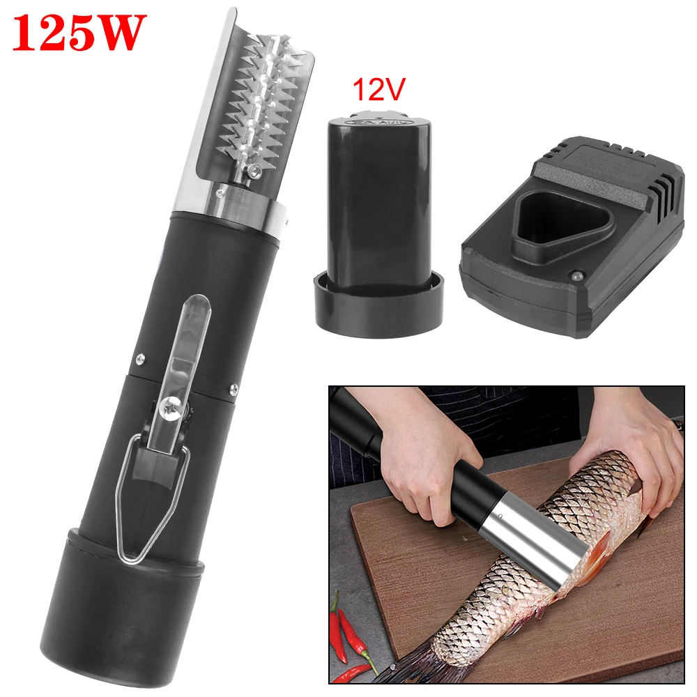 Seafood Knif Electric Fish Scale Scraper Waterproof 125W Fishing Clean Easy Fish Stripper Remover Cleaner Tool Charging Adapter