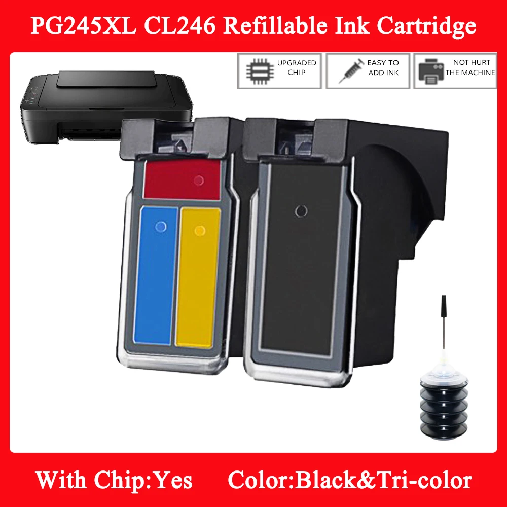 

Pg245xl многоразовый картридж PG245XL CL246 полный картридж для Canon Pixma MX492 MG2924 MG2920 MG2922 MG2420 MG2400 MG2580