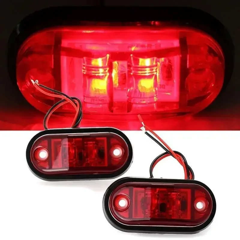 2PCS Warning Light LED Diode Light Oval Clearance Trailer Truck Orange White Red LED Side Marker Lamp 12V 24V Truck Accessories