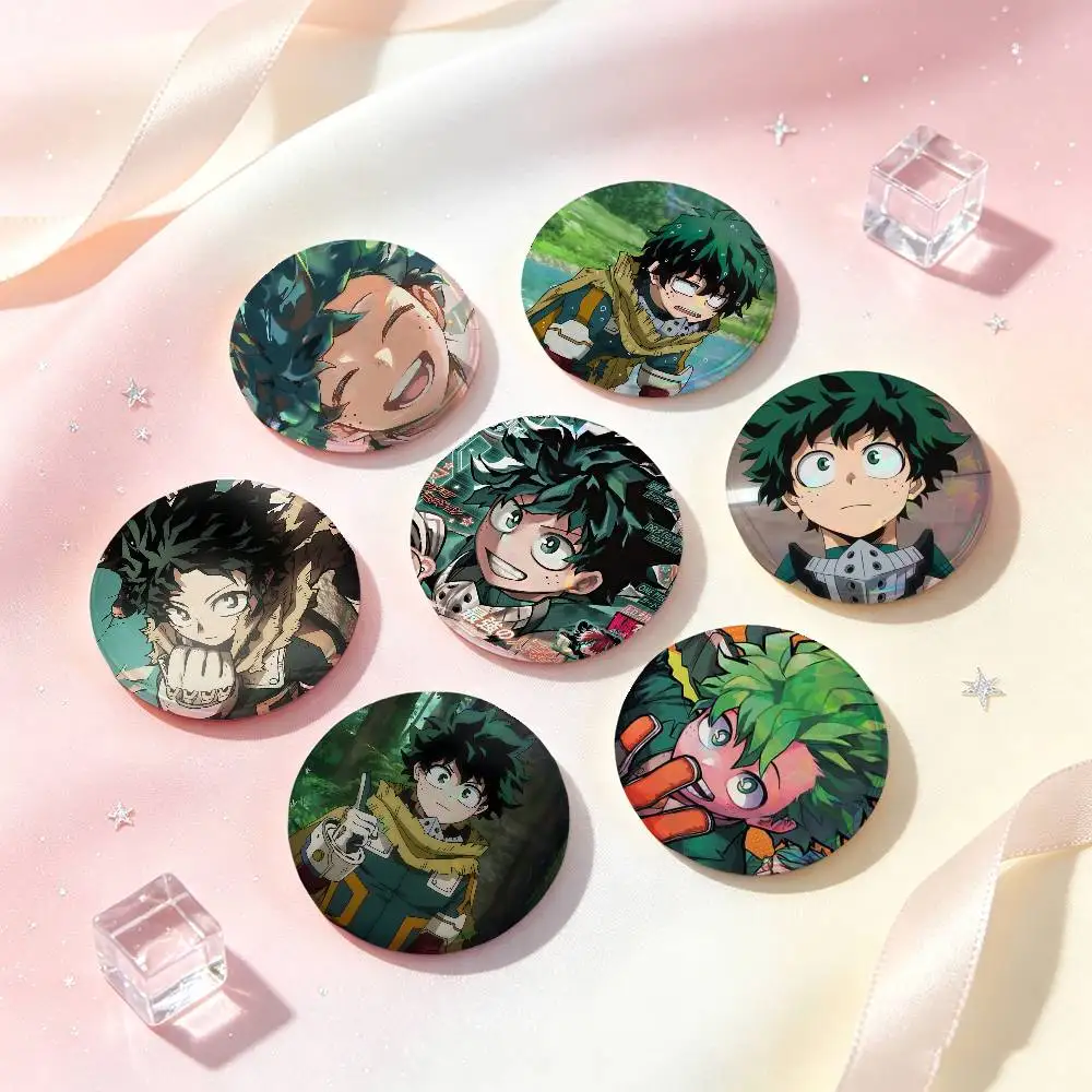 Midoriya Izuku Cartoon Cute Badges Button Round Creative Pin Brooch Badge Bag Decor Accessories Fans Collect Friends Gifts