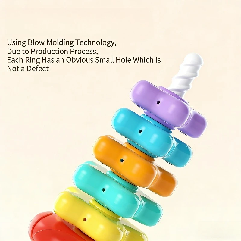 베이비 레인보우 회전 타워 장난감 스택 음악 분류 링 장난감 안전한 소재 아기 퍼즐 조기 교육 장난감 색상 인식