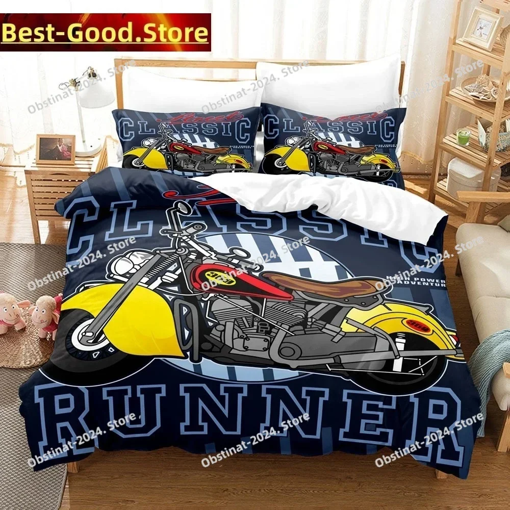 Top Motorcycle Duvet Cover Set Dirt Bike Extreme Sports Theme For Boy Girl Motocross Racer Polyester Bedding Set King Queen Size