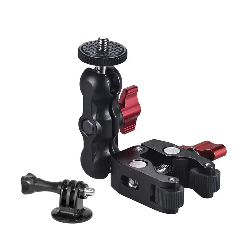 Factory 360 Rotary Clip Tripod Head Mount Super Crab Clip with 1/4 Screw Adapter for GoPro Hero Action Camera and Smartphones