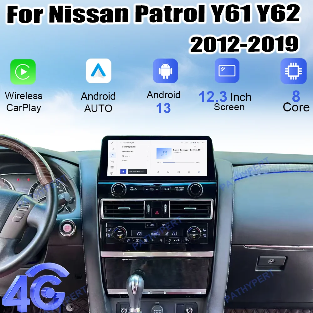 

12.3" Android 13 Qualcomm CPU For Nissan Patrol Y61 Y62 2012-2019 Car Multimedia Player Carplay Screen Stere Head Unit AutoRadio