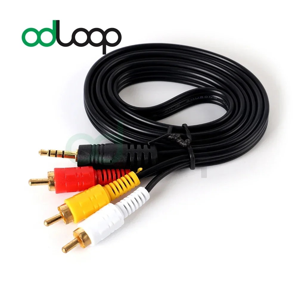 ODLOOP RCA 비디오 AV 어댑터 수 스테레오 오디오 비디오 케이블, 수-3 암, 3.5mm