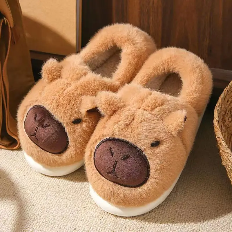 

Couples Cute Cartoon Slippers Women Slides Men Winter Casual Soft Flats Platform Slippers Warm Indoor Comfortable Home Slippers
