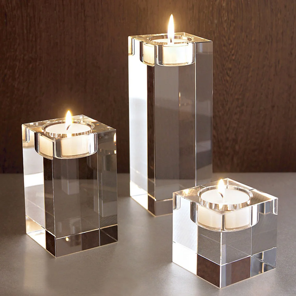 

Wedding Table Centrepieces Candlestick Holder Decorative Stand Tealight Home Decoration Ornament Crystal Cube