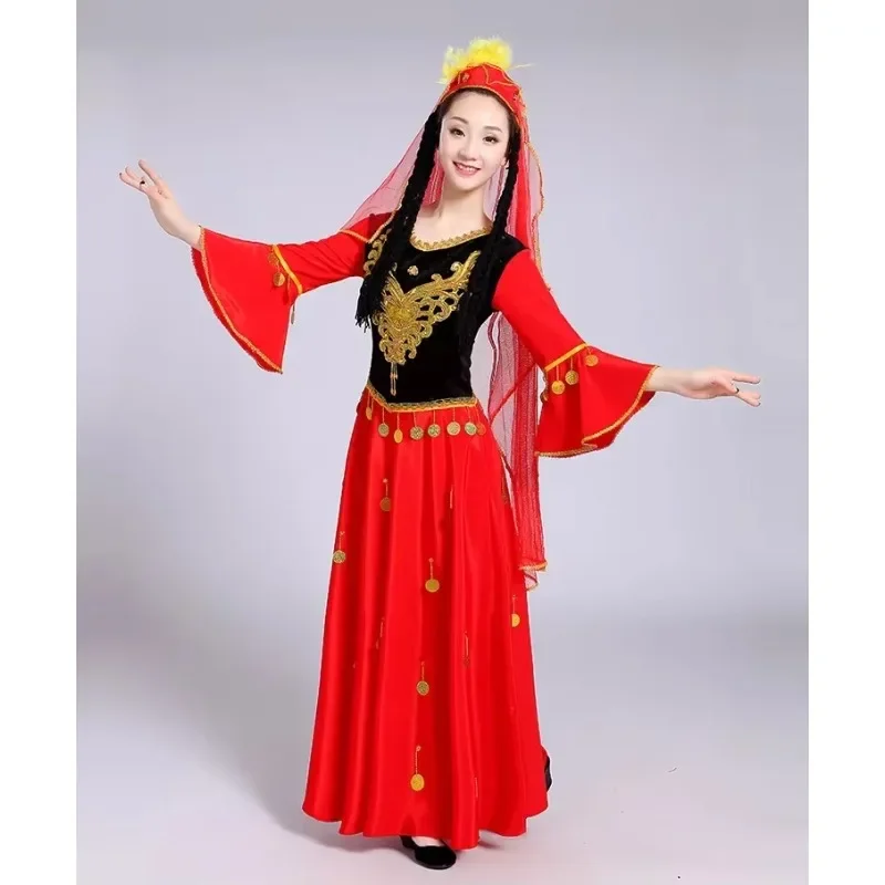 

Elegant Xinjiang dance costume costume Female adult minority costumes Uyghur stage performance dress dress Chinese Folk Dance