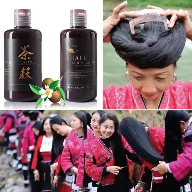 Guangxi Bama Champú crudo de salvado de té 400 ml Control de aceite Anti caspa Alivio de la picazón Cuidado de hierbas ​