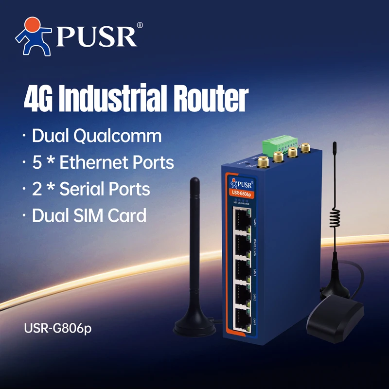 

PUSR Dual Qualcomm Промышленный сотовый маршрутизатор 4G LTE Маршрутизатор 5 * Ethernet + RS232 + RS485 Модем для SIM-карты Wi-Fi Маршрутизатор USR-G806p