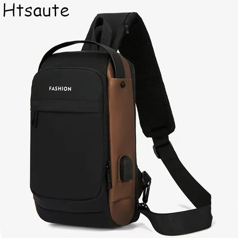 

Oxford Fabric Men's Sling Bags Stylish Style Crossbody Chest Pack with Phone Pocket, Zip Closure for Daily Commute Handbag