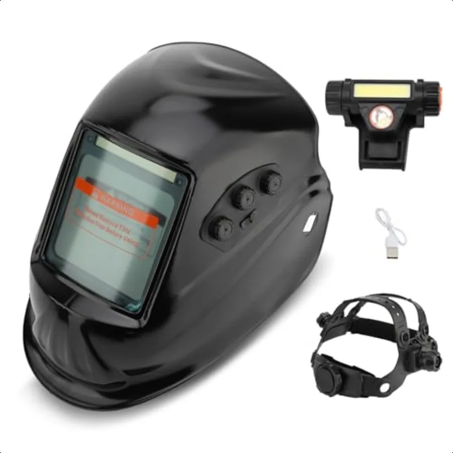 

Solar Powered Auto Darkening Welding Helmet with Light 3.9 x 3.6in Large Viewing Welding Hood TIG MIG ARC Weld Hood Helmet 4 Ar
