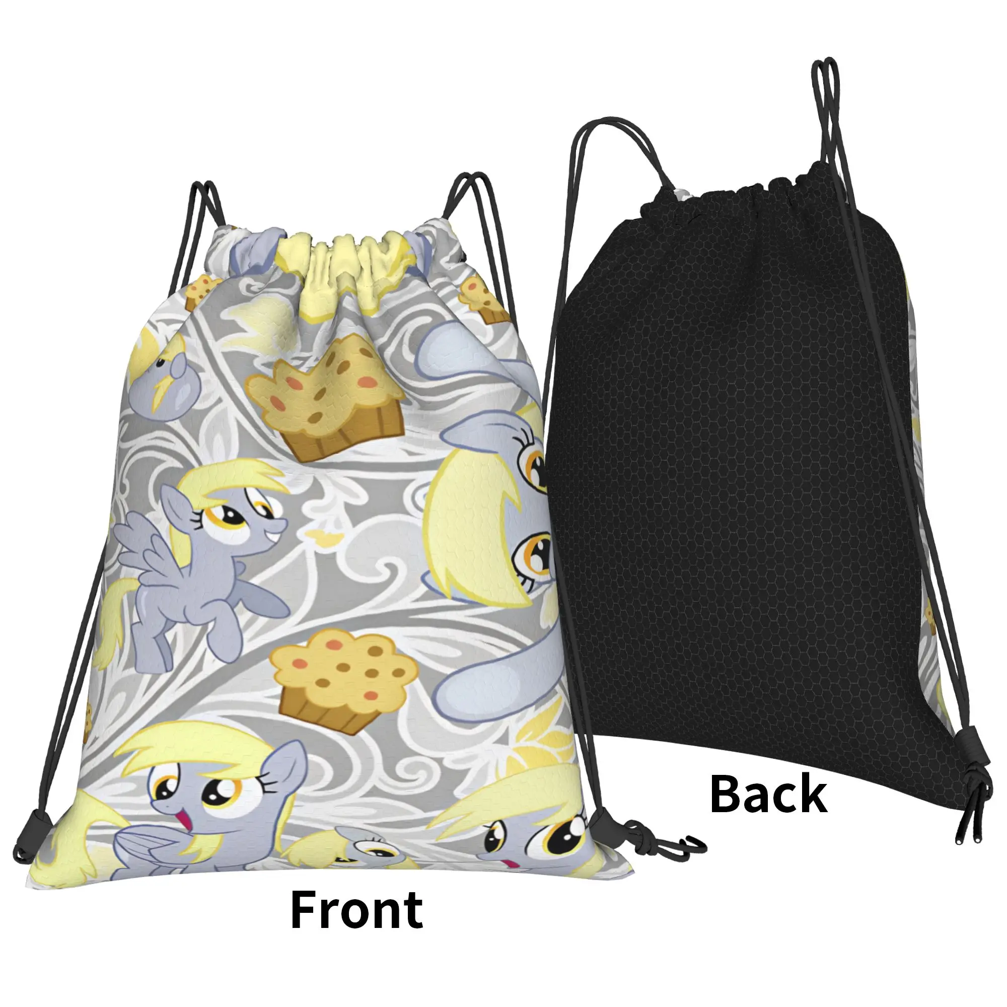 Derpy Muffins Hooves Drawstring Bag  School Gym Couple BackpacksWaterproof Retro Sackpack String Bags
