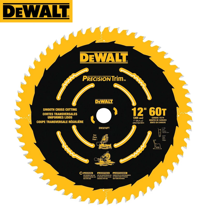 

DEWALT DW3216PT Circular Saw Blade 305MM*25.4MM 12in 60T Professional Carpentry Smooth Crosscutting Disc