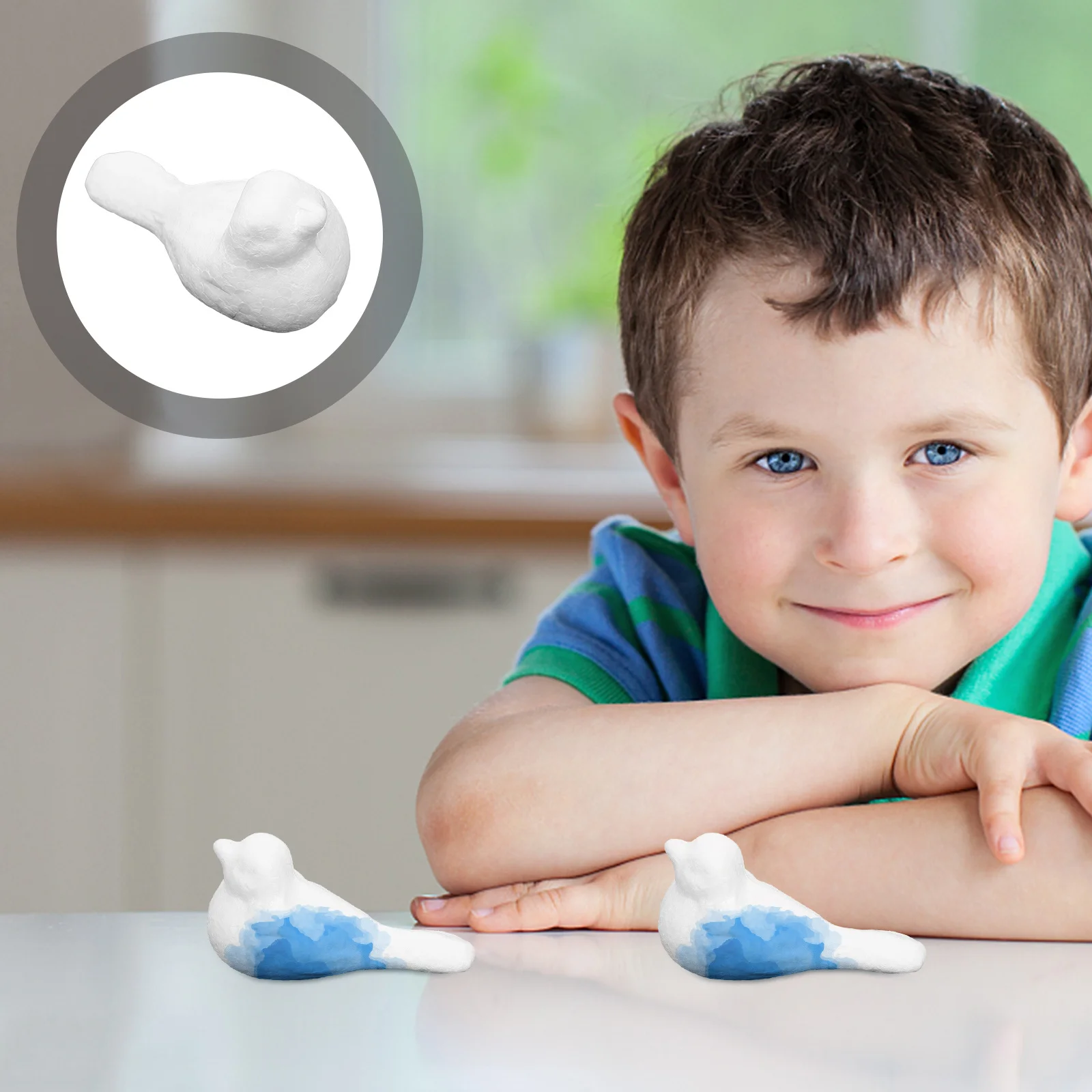 

12pcs Foam Birds Craft Unfinished Diy Easter Decor Garden Party Decoration Simulation Bird Models Simple Ornament For Kids