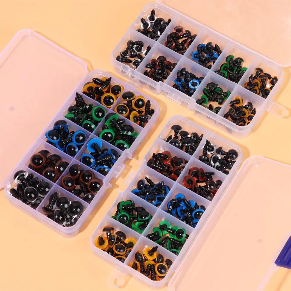 100 SZTUK Pudełko Mieszane Kolory Akcesoria do Szydełkowania Oczy dla Lalek Rękodzieło 8-12mm Bezpieczne Oczy dla Zwierząt