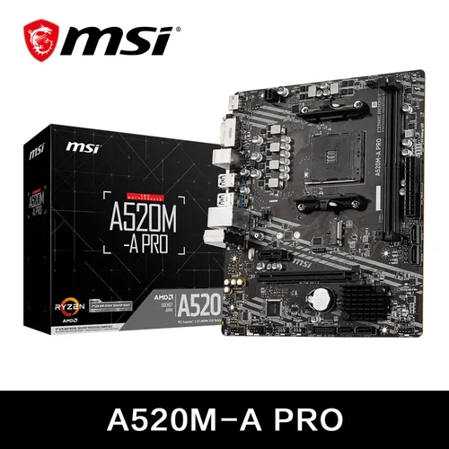 Placa base MSI AMD A520M-A PRO compatible con CPU Ryzen R3 R5 R7 serie 5000 y 3000 placa base AM4 M.2 NVME DDR4 de doble canal completamente nuevo