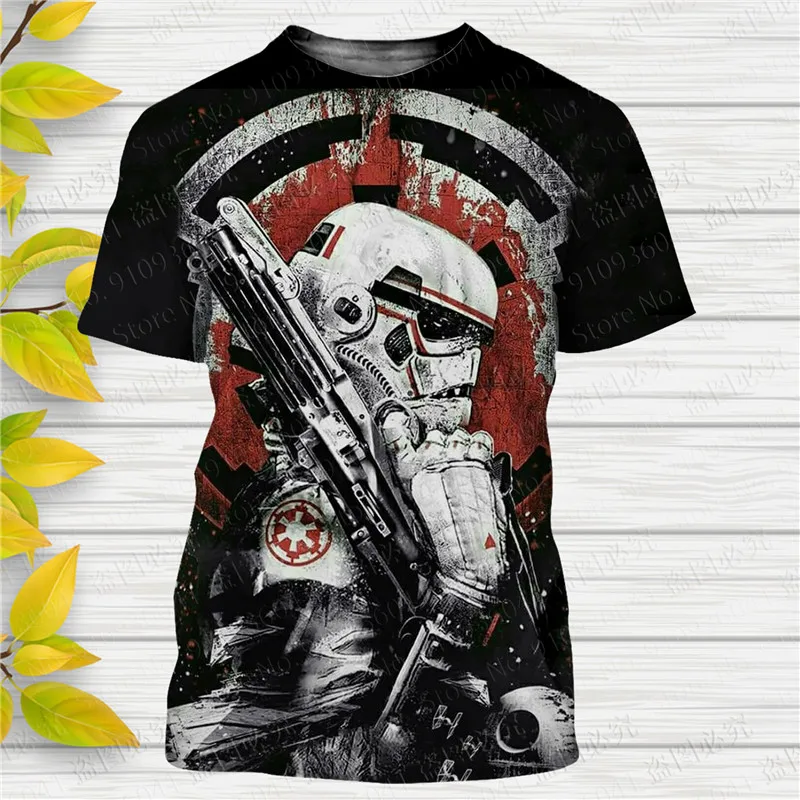 Stormtrooper Darth Va t-shirt bayi Yoda, atasan kaus Disney motif 3D lengan pendek gaya kasual musim panas untuk pria dan wanita