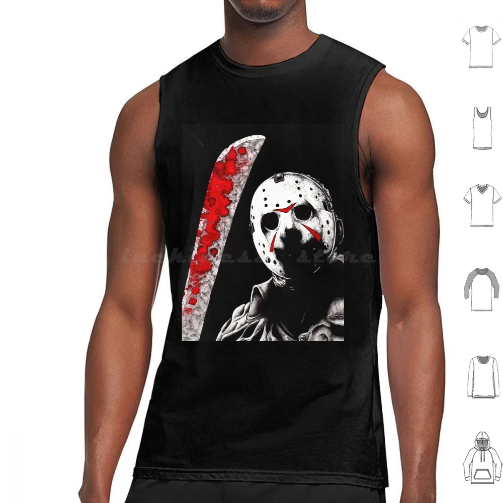 Disgruntler Camp Stalker Tank Tops Vest Sleeveless Jason Horror Slasher Machete 80S Monster Horror Movie Horror Movies