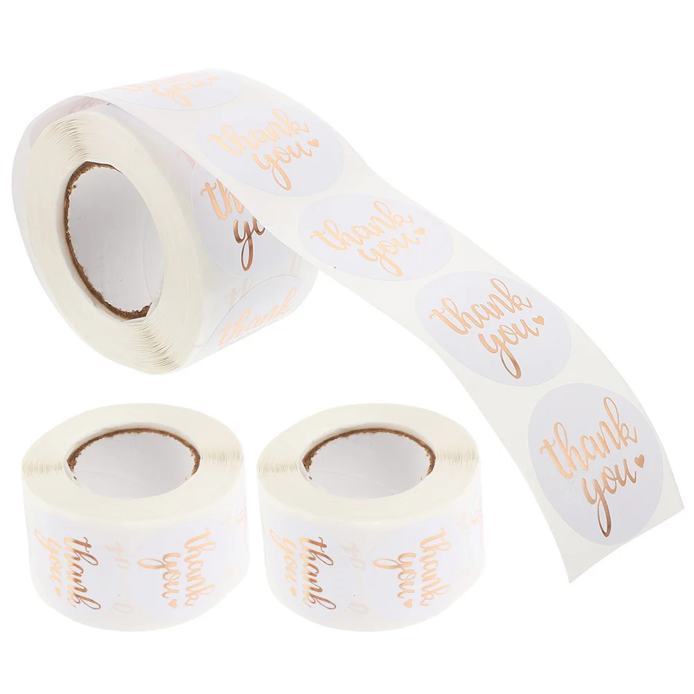 3 قطعة 3 لفات رقائق الذهب شكرا لك ملصقات لاصقة شنطة هدايا تسميات لحفل الزفاف لصالح التعبئة والتغليف علامات التبويب ملصق مزخرفة