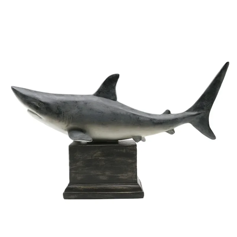 Great White Shark Statue Resin Animal Figurine Handicraft for Living Room Office Porch Home Soft Decoration Ornament