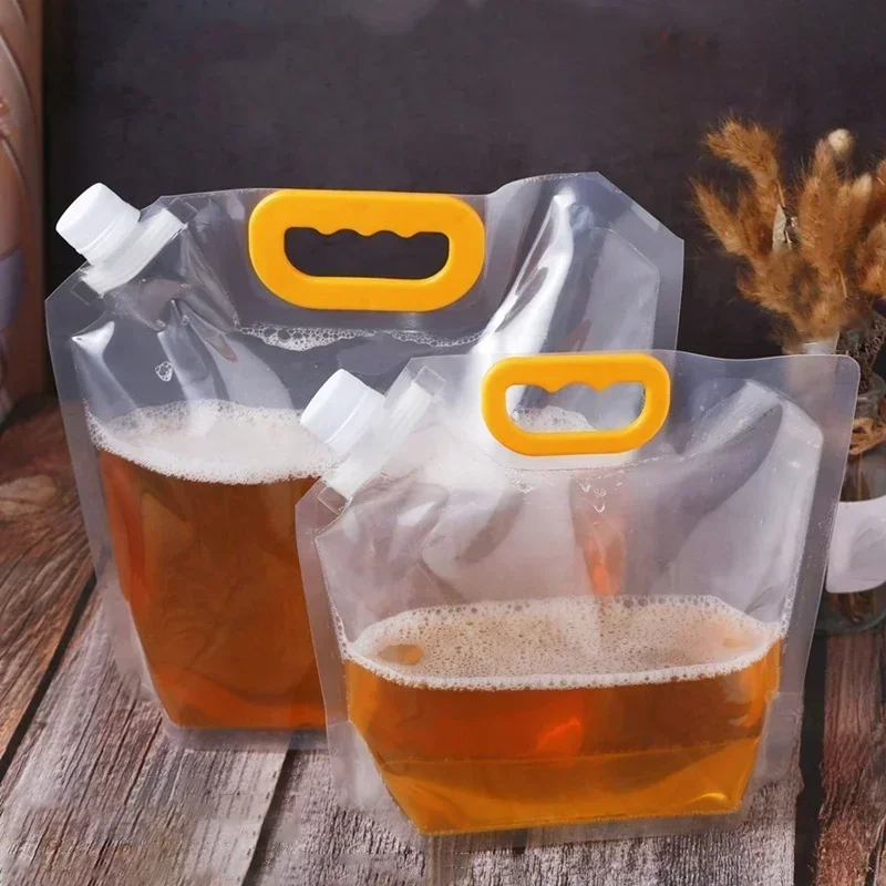 Transparent Plastic Drink Suction Nozzle Packing Bags beer Juice Pack Thick Portable Bag Liquid Handle Covered Subpackage