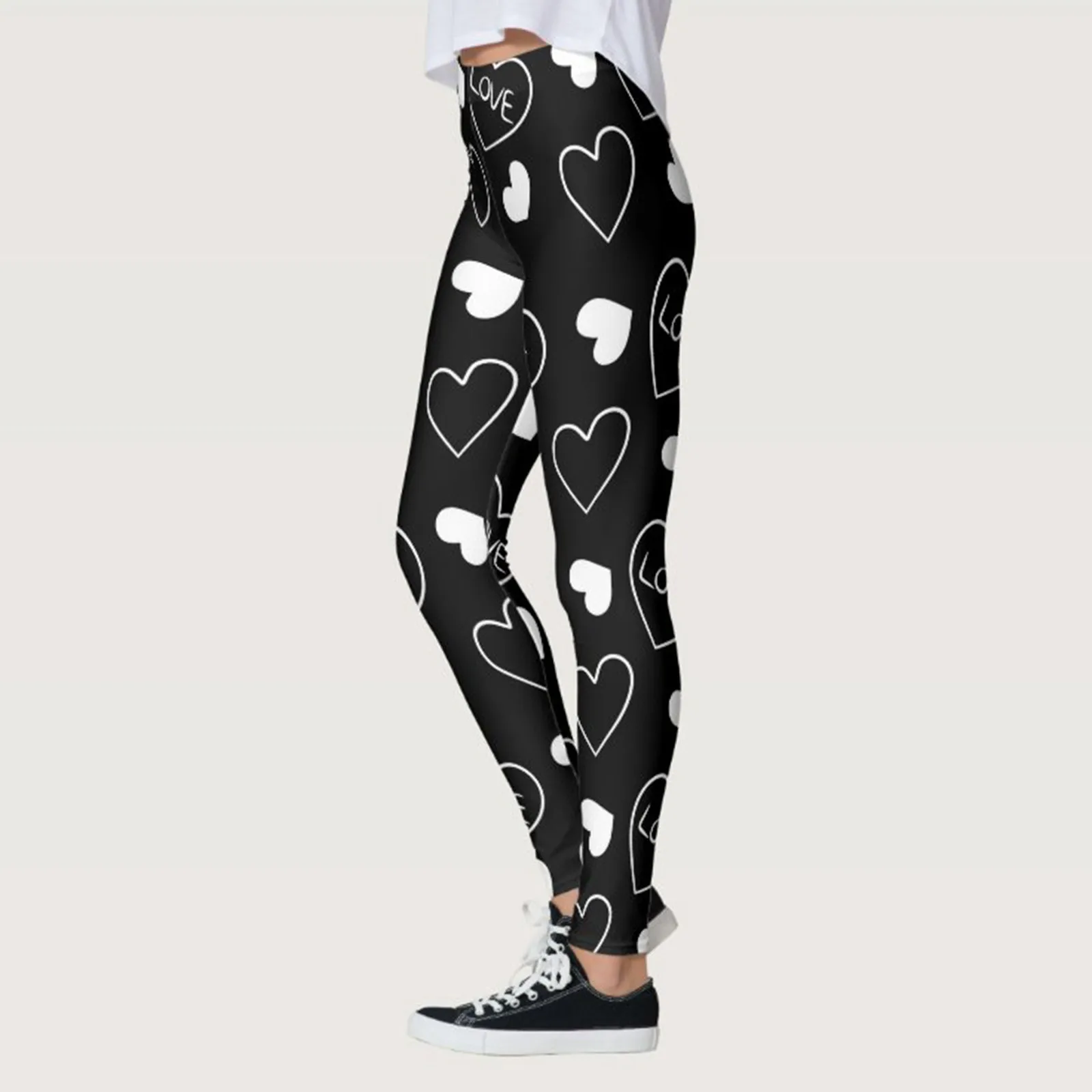 Woman Love Print Valentine Leggings Butt Lift Elastic High Waist Slim Pants Y2k Gym Sports Jogger Pants Female Outwork Bottoms