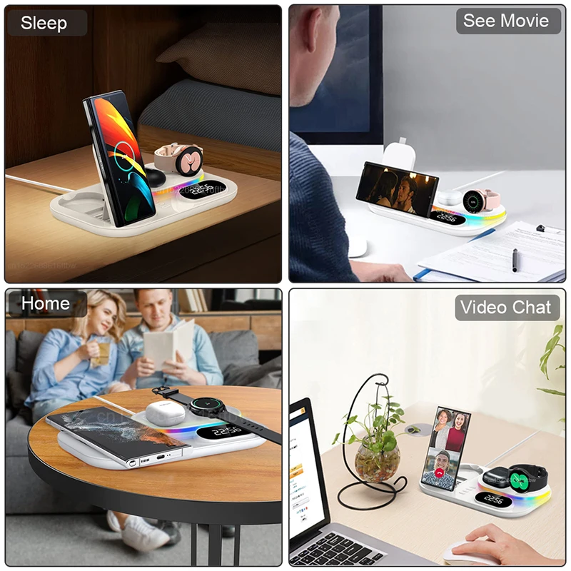 Wireless Charger 3 in 1 For Samsung Galaxy S22/S23 Ultra 30W Qi Fast Charging Station For Galaxy Watch 6/5 Pro Chargers Foldable