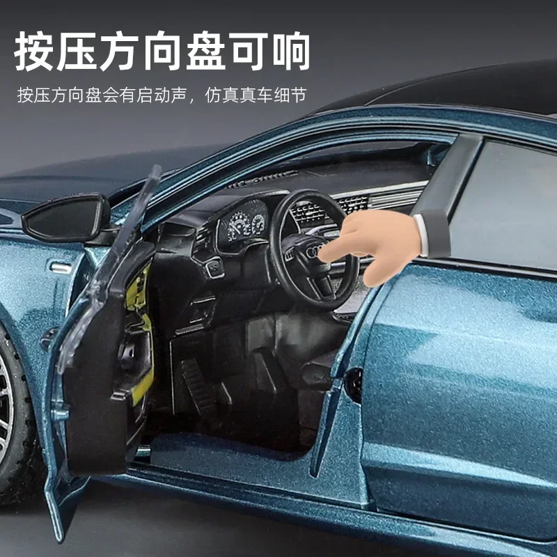 1:24 A7 Spielzeugauto-Modell, Druckguss-Legierung, Miniatur-Rückziehfahrzeug, Ton und Licht, Türen, zu öffnende Sammlung, Geschenk für Jungen und Kinder