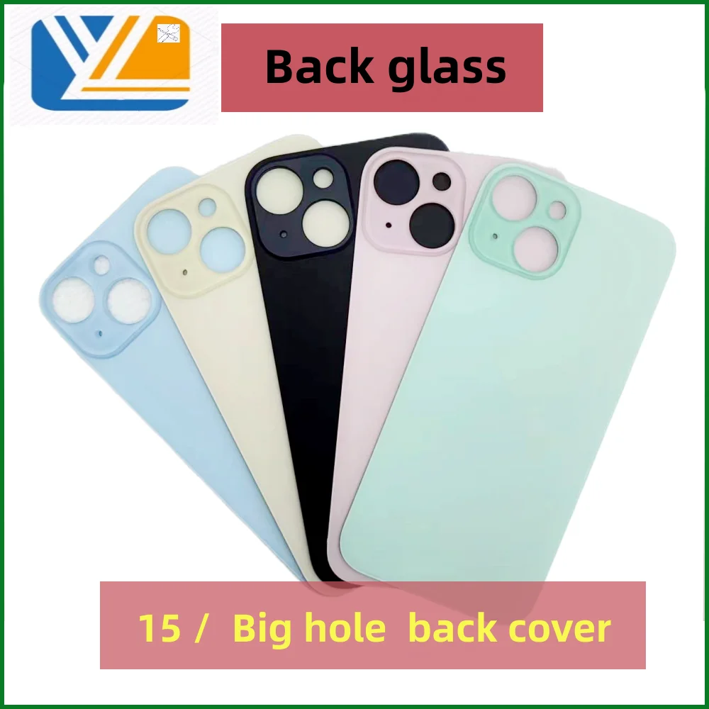 For iPhone 15/15PRO/15PROMAX Back Glass+3M glue Back Cover Replacement High Quality Housing Battery Cover Big Hole Rear Glass