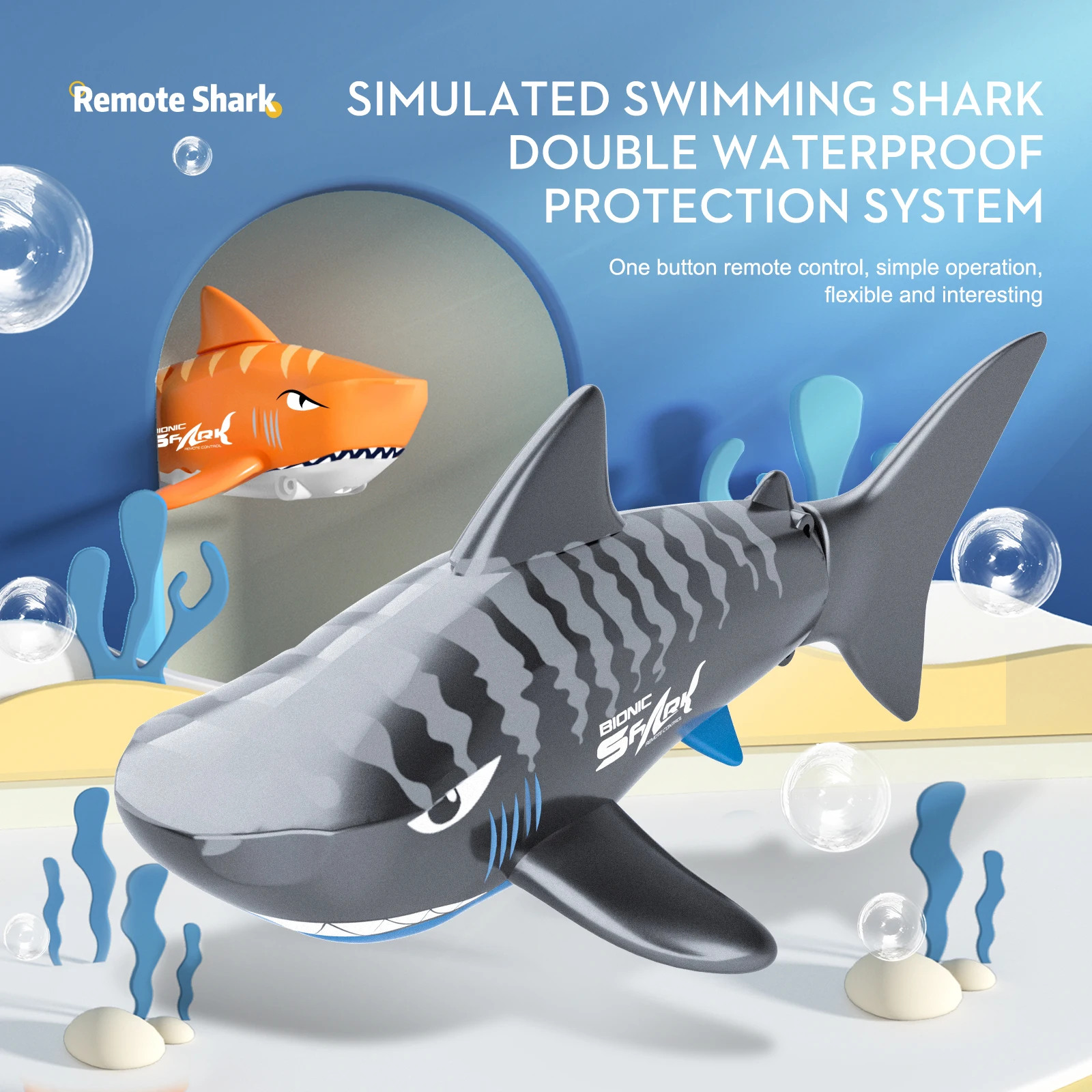 Mini Remote Control Toy Shark Simulation Shape Rechargeable Waterproof Design Water Toy Remote Control Ship Toys For Kids