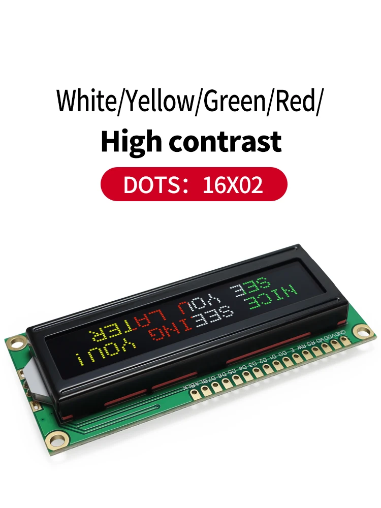 5V 162 1602 LCM RED Green White Yellow VA Black Background 16x2 Character LCD Module Display Screen 1602 3.3V