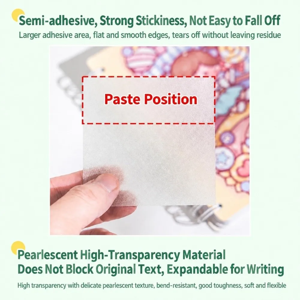 100Sheets Durable PET Sticky Notes Shimmer Pearlescent Transparent Self-adhesive Note Paper Pull-out Memo Pads Back To School