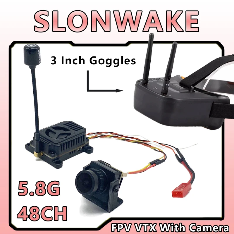 5.8G 48CH Dual Antennas FPV Goggles Monitor Video Glasses Headset HD with 2000mW VTX Transmitter and 2.5 CMOS 1200TVL fpv camera