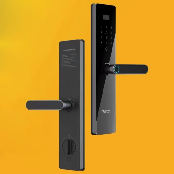 

WiFi Bluetooth Digital Door Handle with Smart Locks for Wood Door Cloud Password Data Storage Smart & TTlock App Compatible