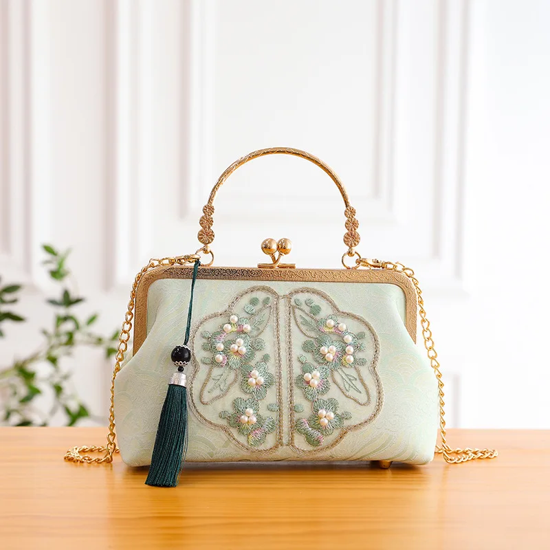 Beading Bling Top Handle Bag Vintage Fashion Chinese Embroidery Flowers Bags Women's Handbags Women Shoulder Crossbody Bag image 2