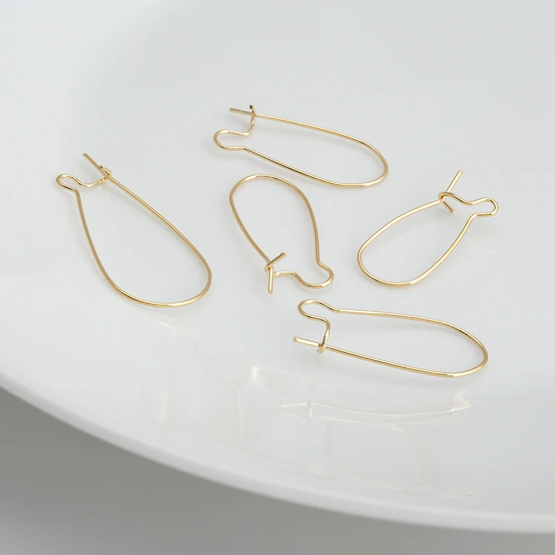 20pcs 18K Gold Plated French Style Hypoallergenic Kidney Ear Wire Earring Hook For DIY Earring Jewelry Making Findings