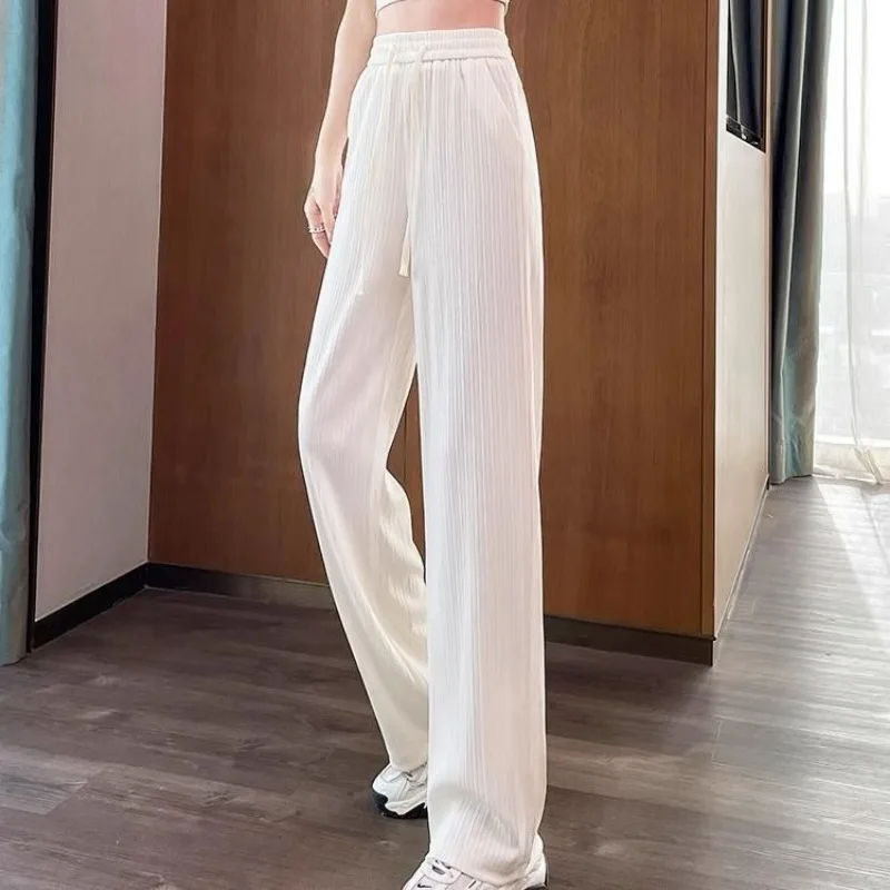 2025 ฤดูใบไม้ผลิฤดูใบไม้ร่วงผู้หญิงสง่างามสีชมพู Patchwork เสื้อกันหนาวกางเกงขากว้าง 2 ชิ้นชุดเลดี้แฟชั่น V คอถักกางเกงชุด