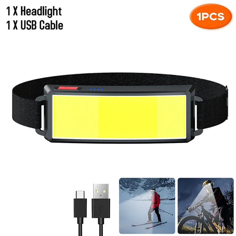 KDULIT Leistungsstarke COB LED Scheinwerfer Typ-c Wiederaufladbare Kopf Taschenlampe Eingebaute Batterie Outdoor Angeln Camping Laterne Wasserdichte Taschenlampe 9