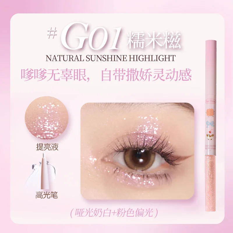 GOGO TALES Lápiz de sombra de ojos líquido de doble punta 2 en 1 Resaltado de párpados de larga duración y sombra de ojos Fácil de aplicar Brillo brillante