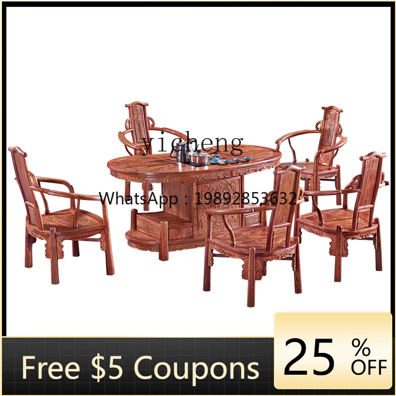 

Tqh Tea Table Table-Chair Set Solid Wood Kung Fu Waist Tea Table Pterocarpus Erinaceus Poir. Office Tea Table