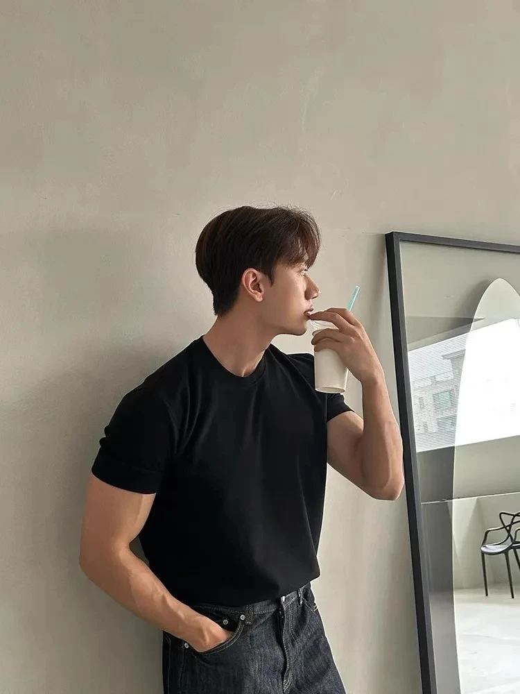 

Korean Cotton T-shirt Men's Summer Fitness Shows Muscle Slim Fit Inside Cleanfit Short-sleeved Gym Sports Men's T-shirt