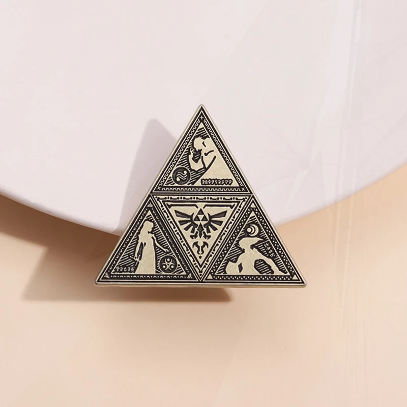 Brooch Retro Geometric Triangle Power Metal Badge Punk Pin Jewelry Accessories Gifts For Friends Creative Triangle Game Enamel